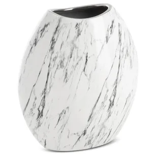 Wazon ceramiczny Sana 19x9x20 biały srebrny z marmurkowym wzorem Eurofirany - Wazony i flakony - miniaturka - grafika 1