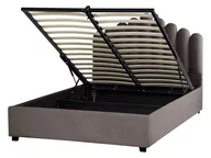 Łóżka - Łóżko z pojemnikiem welurowe 140x200 cm beżowoszare VINCENNES - miniaturka - grafika 1