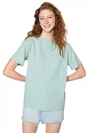 Koszulki i topy damskie - Trendyol Damska koszulka basic Boyfriend Basic Crew Neck Knit T-Shirt miętowy, Miętowy, S - miniaturka - grafika 1