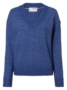 Swetry damskie - Selected Femme - Sweter damski  SLFMaline, niebieski - grafika 1
