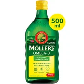 Suplementy naturalne - Moller's Tran Norweski, powyżej 3 lat, aromat cytrynowy, 500 ml - miniaturka - grafika 1
