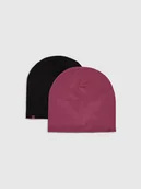 Czapki dla dzieci - 4F Czapka beanie dwustronna dziecięca - różowa Uniwersalny - miniaturka - grafika 1