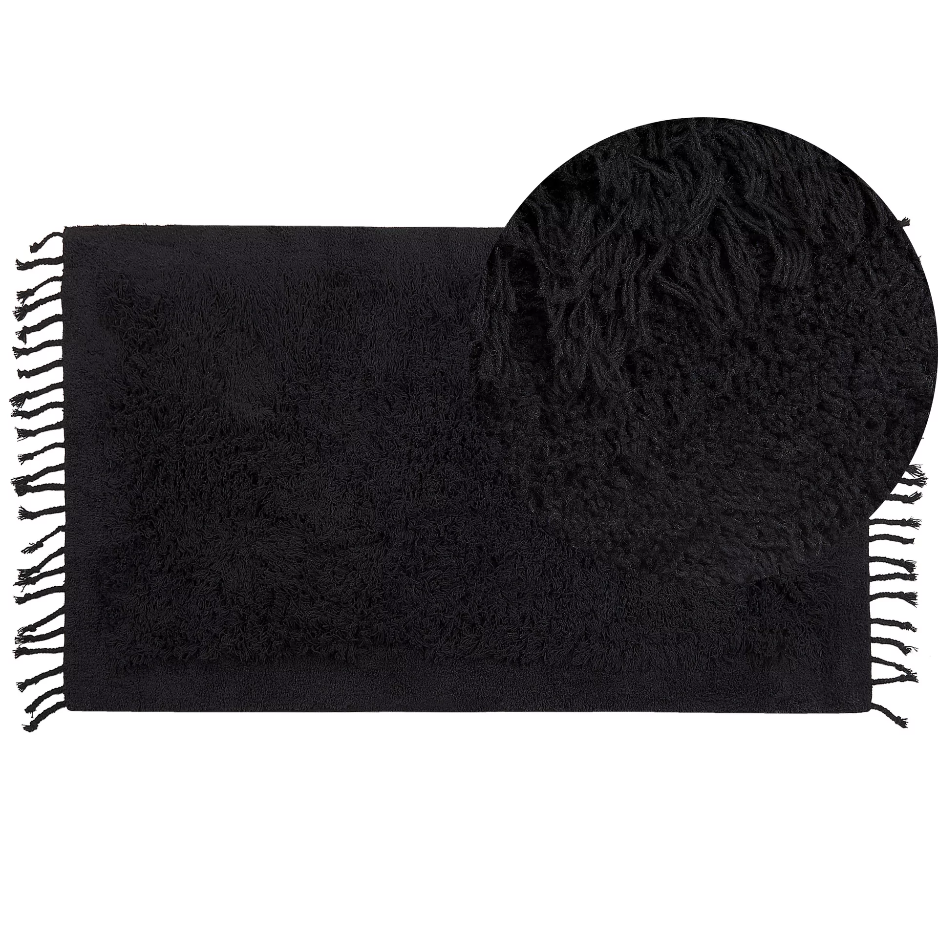 Lumarko Dywan shaggy bawełniany 80 x 150 cm czarny BITLIS