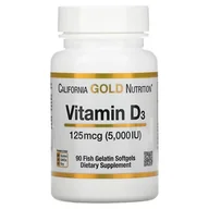 Suplementy naturalne - California Gold Nutrition, Vitamin D3, 125 mcg (5,000 IU), 90 kaps. - miniaturka - grafika 1
