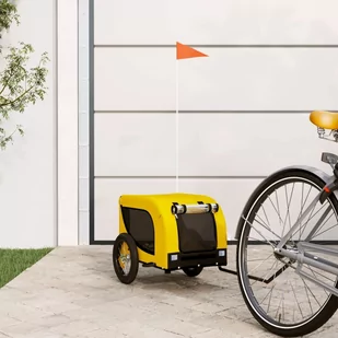 vidaXL Przyczepka rowerowa dla psa, żółto-czarna, tkanina i żelazo - Sprzęt podróżny i transportery dla psów - miniaturka - grafika 1