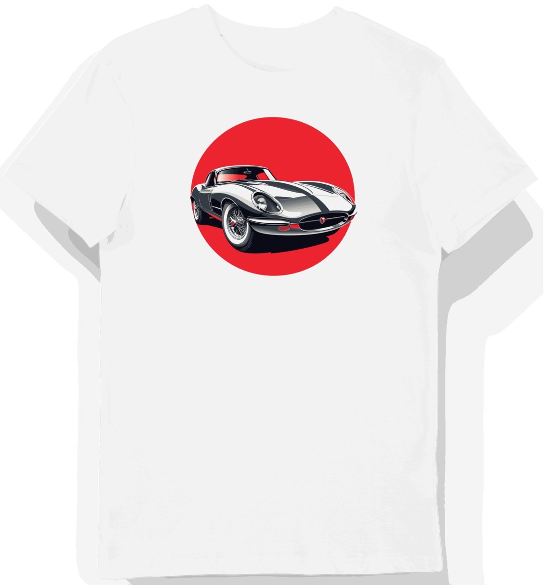 Koszulka męska biała z Klasycznym Samochodem Jaguara L