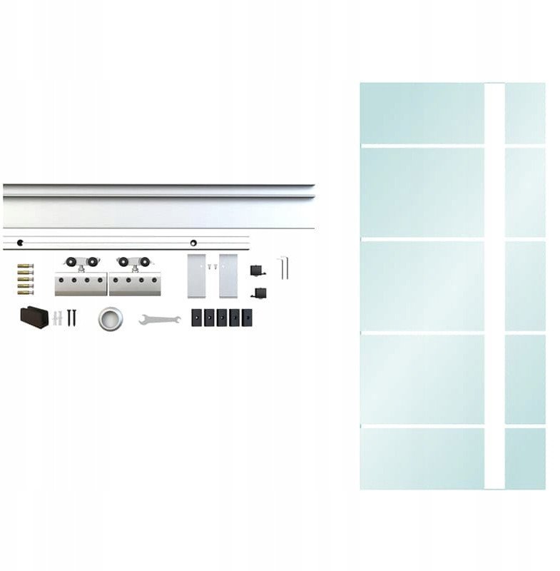 Drzwi wewnętrzne przesuwne szklane z prowadnicą 80 komplet