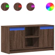 Szafki RTV - vidaXL Szafka pod telewizor z oświetleniem LED Brązowy dąb 100x34x50 cm - miniaturka - grafika 1