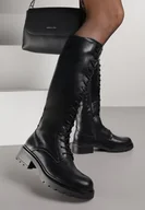 Kozaki damskie - Czarne Kozaki w Stylu Workerów Cahrarah - miniaturka - grafika 1