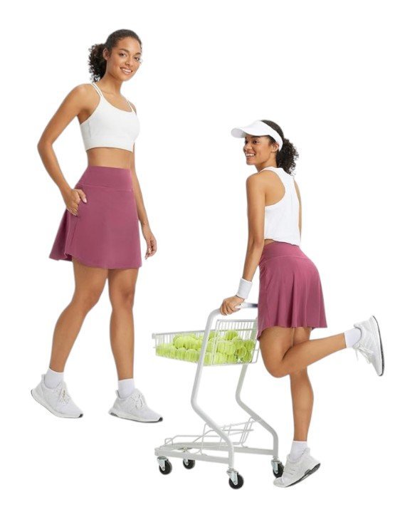 BALEAF Spódnica Sportowa Tenisowa Kieszenie Spódniczka Szorty Różowa S