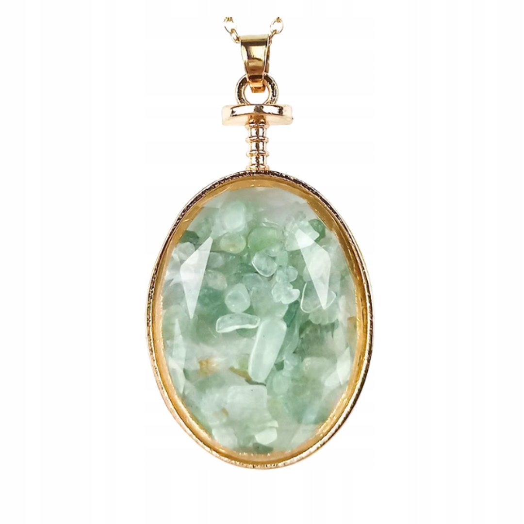 Naszyjnik z Kamieniem Naturalnym Awenturyn Zielony Amulet Spokoju i Energii