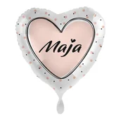 Balony i akcesoria - Balon imienny foliowy Maja serce pakowany 43 cm - miniaturka - grafika 1
