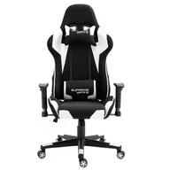 Fotele gamingowe - Fotel Gamingowy z tkaniny - PlayMaker Black/White - miniaturka - grafika 1