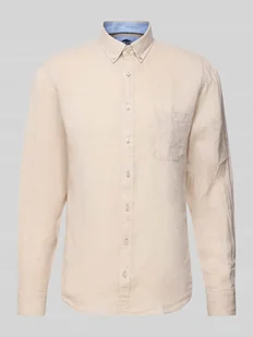 Koszula lniana o kroju regular fit z kołnierzykiem typu button down - Koszule męskie - miniaturka - grafika 1