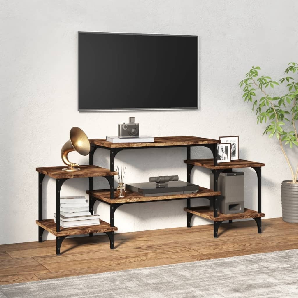 Szafka pod telewizor z wędzonego dębu 117x35x52 cm Materiał drewnopochodny