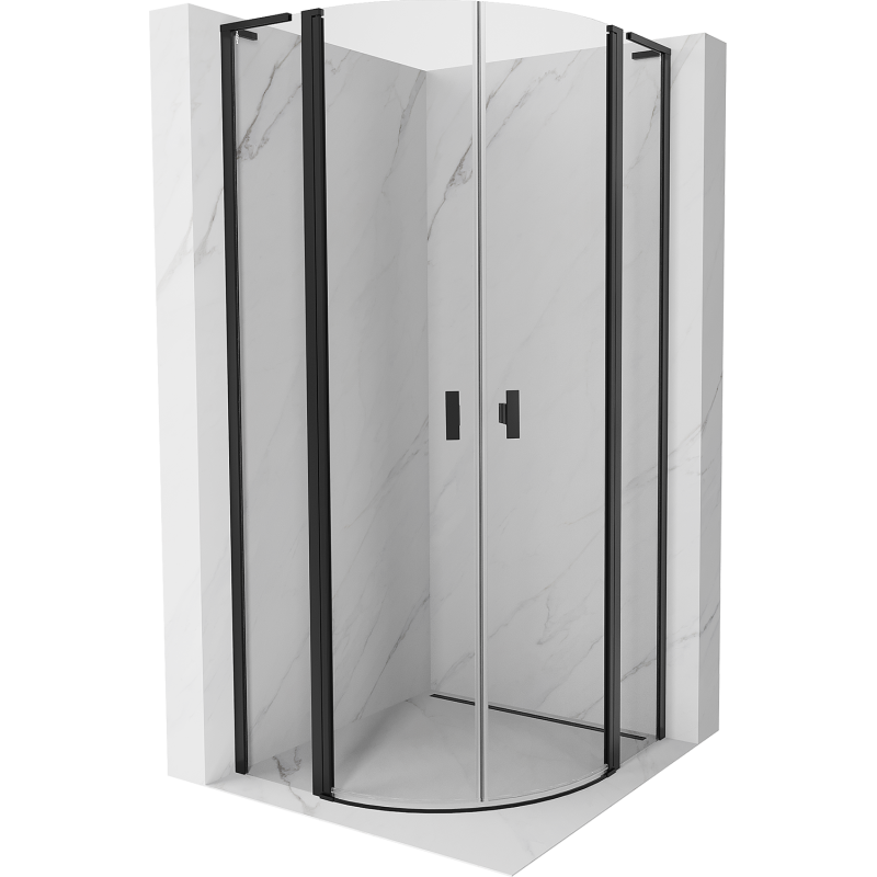 Mexen Mist L kabina prysznicowa półokrągła uchylna 90 x 90 cm, transparent, czarna - 8A32L-090-090-70-00