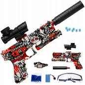 Zabawki militarne - Pistolet Automatczny Na Kulki Żelowe Z Tłumikiem Pistolet Na Kulki Wodne - miniaturka - grafika 1