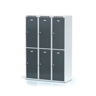 Szafki BHP - Alfa 3 Metalowa szafka ubraniowa 6-drzwiowa, drzwi antracytowe, zamek obrotowy 1261765 - miniaturka - grafika 1