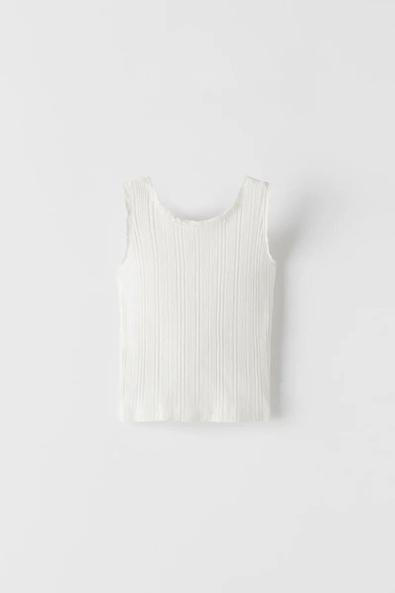 ZARA TOP DZIECIĘCY BIAŁY PRĄŻKOWANY HAFT 128 1HBY