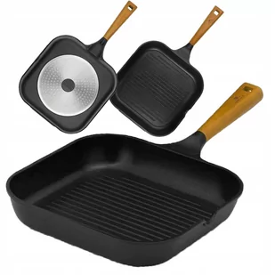 Lumarko Lumarko NATUR Patelnia grill 24cm z powłoką ceramiczną 320R GR4653-PROM Mondex - Patelnie - miniaturka - grafika 3