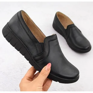 Skórzane półbuty damskie komfortowe czarne Helios 430 - Półbuty damskie - miniaturka - grafika 1