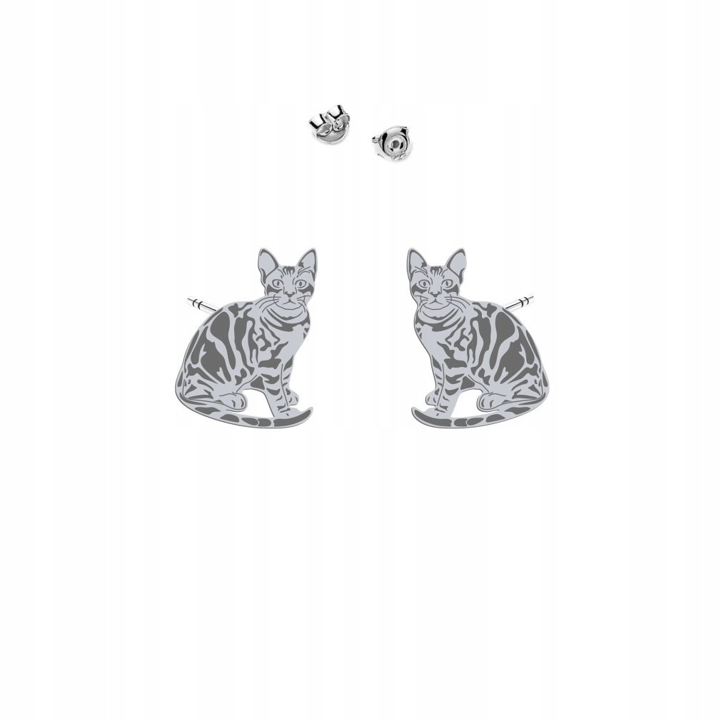 Kolczyki Srebrne Kot Bengalski 925 Biżuteria Kobieta DEDYKACJA GRATIS