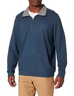 Bluzy męskie - Pierre Cardin Męska bluza stojąca z kołnierzem z zamkiem błyskawicznym z podwójnym zapięciem na zamek błyskawiczny z Tencel bluza, niebieski, L - miniaturka - grafika 1