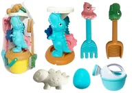 Samochody i pojazdy dla dzieci - ZESTAW ZABAWEK DO PIASKU MŁYNEK WIADERKO FOREMKI DINOZAURY - miniaturka - grafika 1
