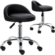 Krzesła i taborety kosmetyczne - Taboret kosmetyczny fryzjerski z oparciem czarny krzesło obrotowe hoker SPA mobilny - miniaturka - grafika 1