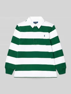 Bluzka z długim rękawem, kołnierzykiem polo i wyhaftowanym logo - Koszulki dla chłopców - miniaturka - grafika 1