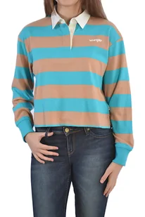 WRANGLER LS CROPPED POLO CARRIBEAN SEA POLÓWKA KOSZULKA DAMSKA Z DŁUGIM RĘKAWEM - Koszulki i topy damskie - miniaturka - grafika 1