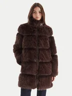 Płaszcze damskie - Patrizia Pepe Futro 2O0175 E077 B857 Brązowy Regular Fit - miniaturka - grafika 1