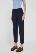 Spodnie damskie - Tommy Hilfiger spodnie damskie kolor granatowy proste high waist - miniaturka - grafika 1