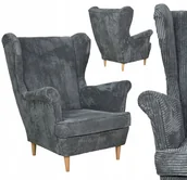 Fotele - Fotel uszak skandynawski Family Meble Bonito szary sztruks przyjemny dotyku - miniaturka - grafika 1