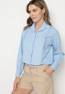 Koszule damskie - Jasnoniebieska Koszula z Wiskozą i Koronkowymi Wstawkami Tenaraia - miniaturka - grafika 1