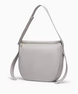 Torebki damskie - PUCCINI Szara torebka na ramię z ozdobnymi paskami - miniaturka - grafika 1