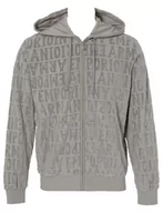 Bluzy męskie - Emporio Armani Męska bluza z zamkiem żakardowym Bold Logo Chenille, Stone Jacquard, S - miniaturka - grafika 1