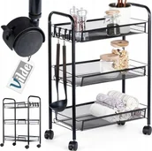 Regały - Vilde Półka Regał na Kółkach 3-Poziomowa Metalowa Czarna VILDE 44 x 26 x 63 cm - miniaturka - grafika 1