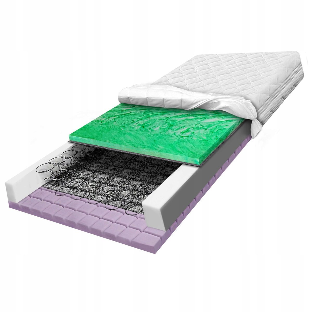Materac 80x200 bonellowy strefowy Verde masujący sprężysty solidny H3 22 cm