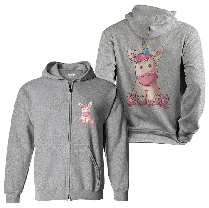 Bluza dziecięca rozpinana z kapturem jednorożec 152 5made