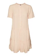 Sukienki - VERO MODA Women's VMBUMPY SS Short Dress WVN NOOS sukienka, Snow White/Stripes:Mock Orange, S, Snow White/Stripes:mock Orange, S - miniaturka - grafika 1