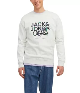 Bestseller A/S Męska bluza Jorsilverlake Sweat Crew Neck, Biały melanż/nadruk: nadruk, XXL - Bluzy męskie - miniaturka - grafika 1