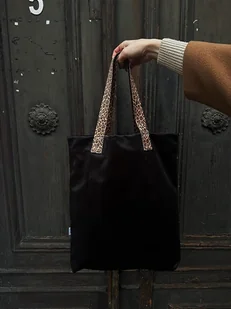 Torba Mr.m Velvet czarna- uszy panterka - Torebki damskie - miniaturka - grafika 1