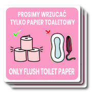Kosze na śmieci - Naklejka WC wrzucać tylko papier 10x10 cm do toalet - miniaturka - grafika 1