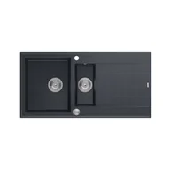 Zlewozmywaki - QUADRON Zlewozmywak EVAN 156 czarny, elementy stalowe, k.pneum. HQE5510050U8_BS_P2O0 - miniaturka - grafika 1