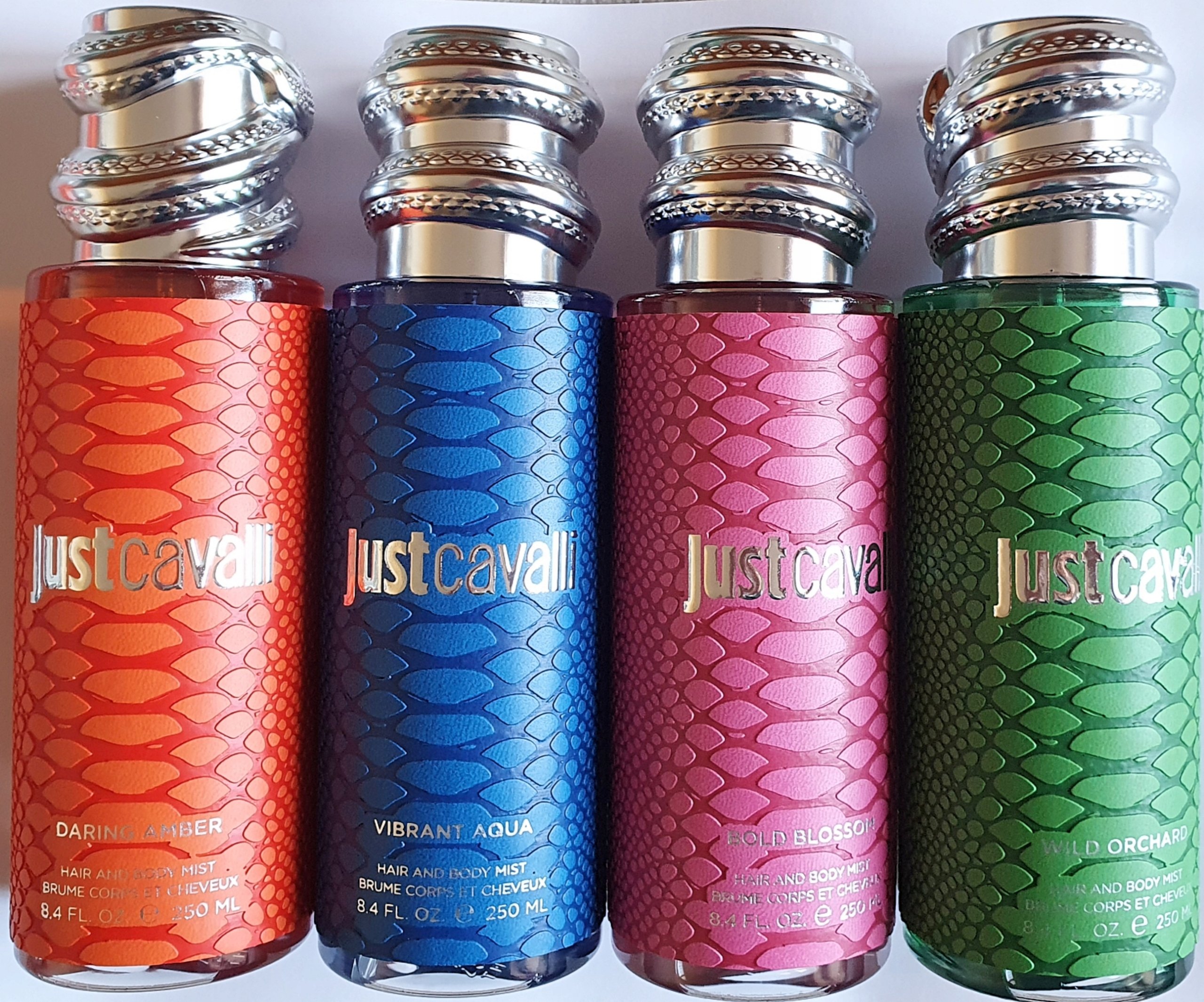 Zestaw 4 x 250ml Roberto Cavalli Just mgiełka spray srebrny plecak