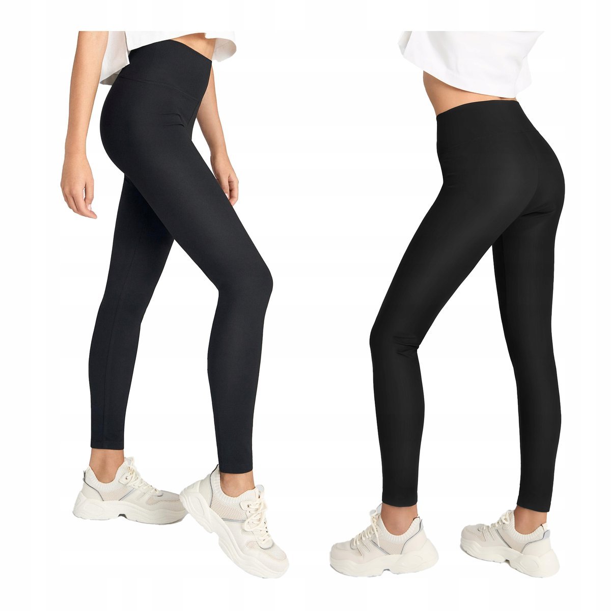 Legginsy damskie klasyczne z wysokim stanem czarne Marilyn XL