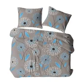 Pościel - Pościel z kory 160x200 szara niebieska kwiaty 1873N Bielawa KARO - miniaturka - grafika 1