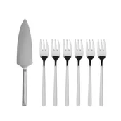 Zestawy sztućców - Zestaw widelczyki + łopatka do ciasta 7 elementów Como srebrny - miniaturka - grafika 1