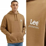 Bluzy męskie - Lee Loose Logo Hoodie Clay Luźna Bawełniana Bluza Z Kapturem Kangurka Xl - miniaturka - grafika 1